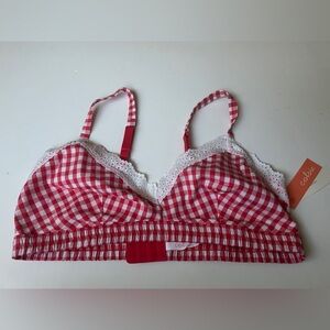 Colsie Women’s Red and White Gingham Check Bralette XL